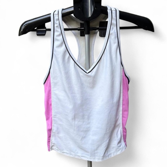 Nike Dri-FIT Youth Girls Workout Tank Top L (12-14) White Pink Racerback - Picture 1 of 5